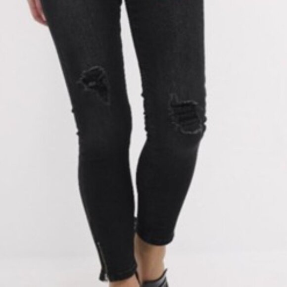 DENIM HUNTER distressed 5 pocket  black skinny jeans  size 29 - Picture 2 of 16